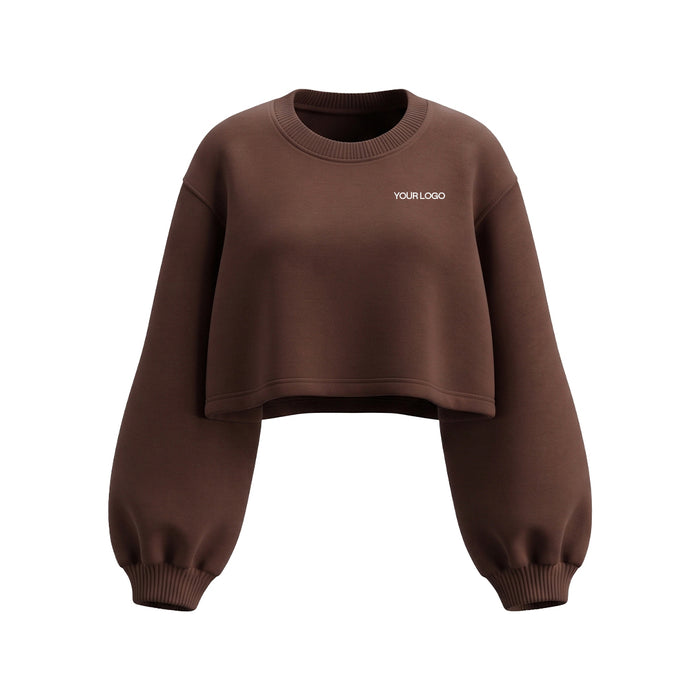 Custom Cropped Sweatshirt - Loose-Hem Long Sleeve - Personalized