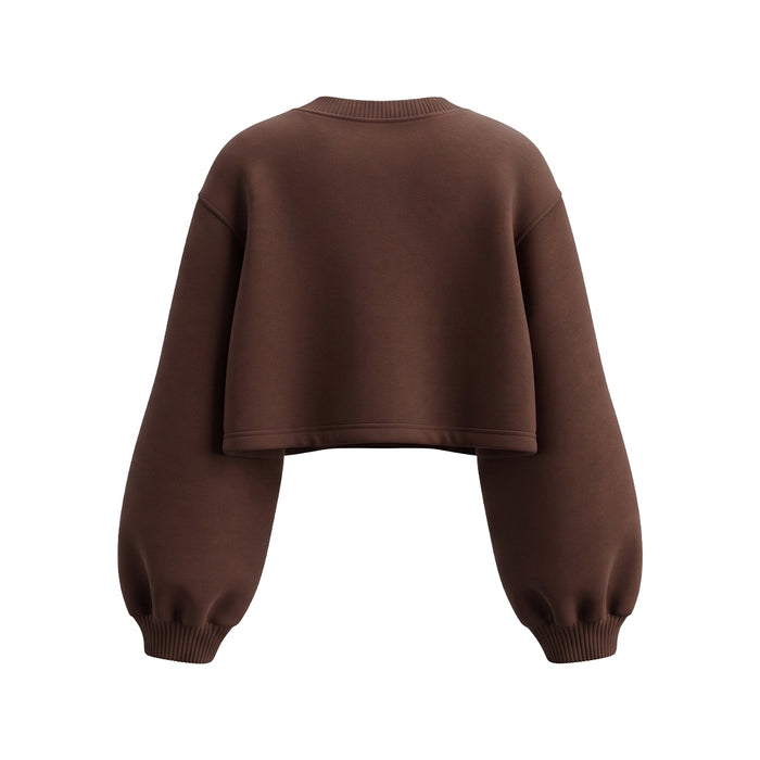 Custom Cropped Sweatshirt - Loose-Hem Long Sleeve - Personalized