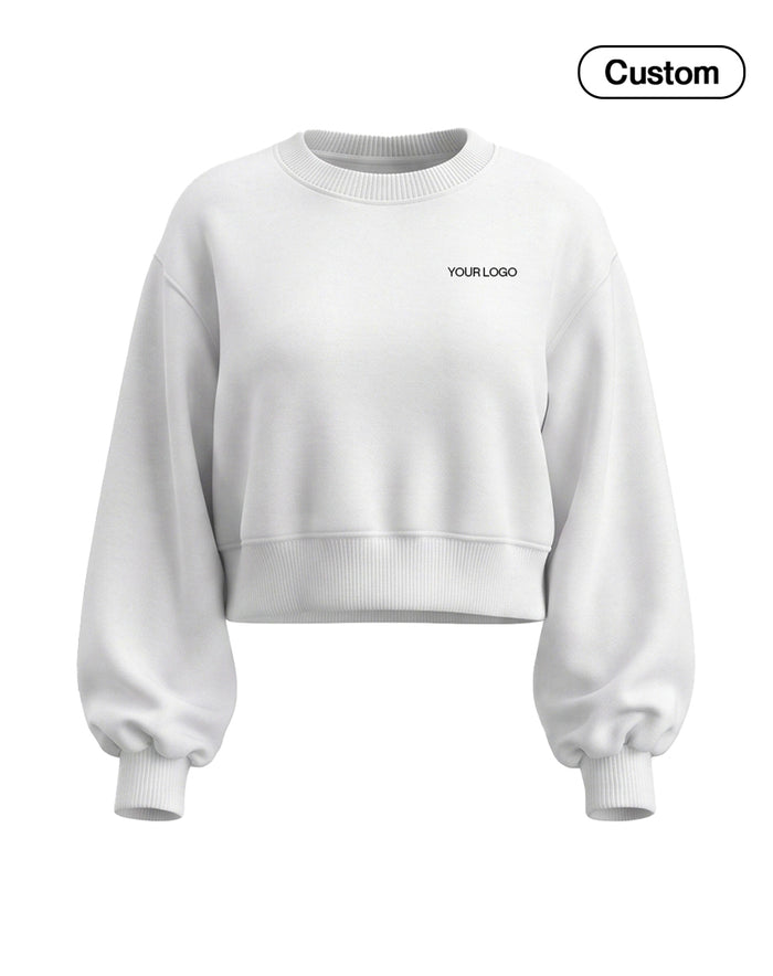 Custom Cropped Sweatshirt - Puff Sleeve - Personalized Pullover