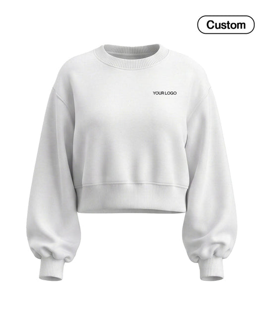Custom Cropped Sweatshirt - Puff Sleeve - Personalized Pullover