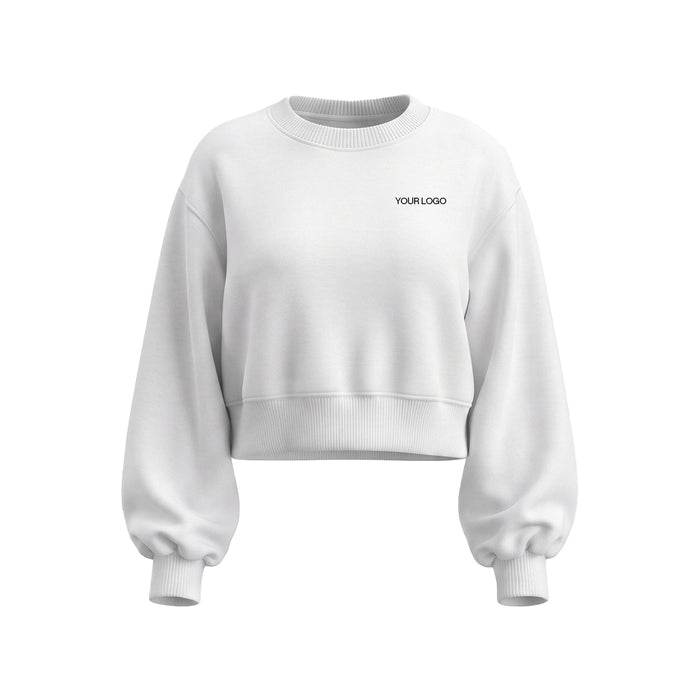 Custom Cropped Sweatshirt - Puff Sleeve - Personalized Pullover