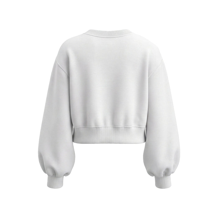 Custom Cropped Sweatshirt - Puff Sleeve - Personalized Pullover