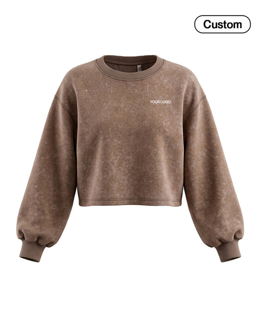 Custom Cropped Sweatshirt - Washed Finish - Personalized Top