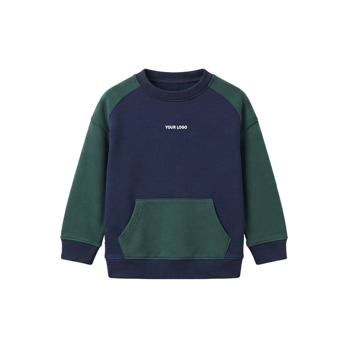 Custom Girls Sweatshirt - Colorblock Kangaroo Pocket - Personalized