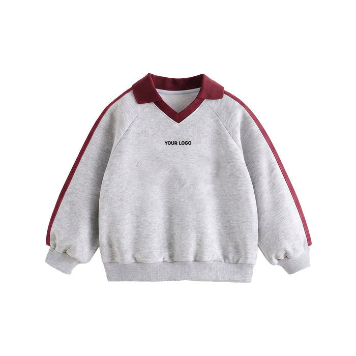 Custom Girls Sweatshirt - Polo Collar Side Stripe - Personalized