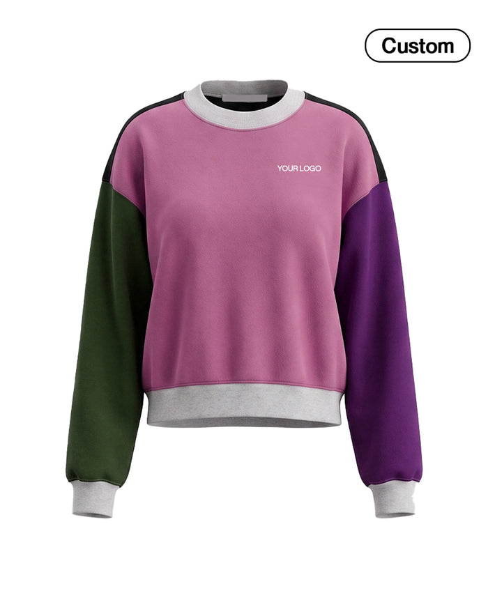 Custom Women Sweatshirt - Contrast Color Block - Personalized Top