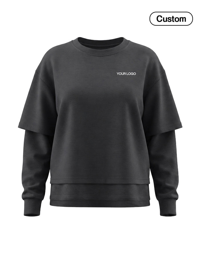 Custom Women Sweatshirt - Oversized Layered Look - Personalized Top