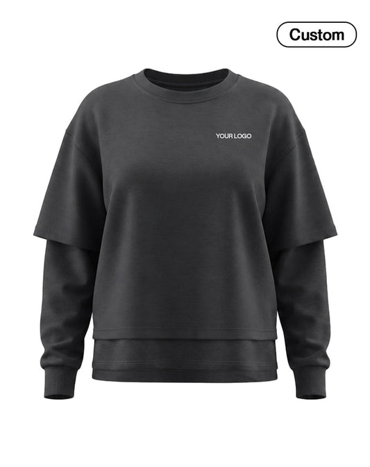 Custom Women Sweatshirt - Oversized Layered Look - Personalized Top