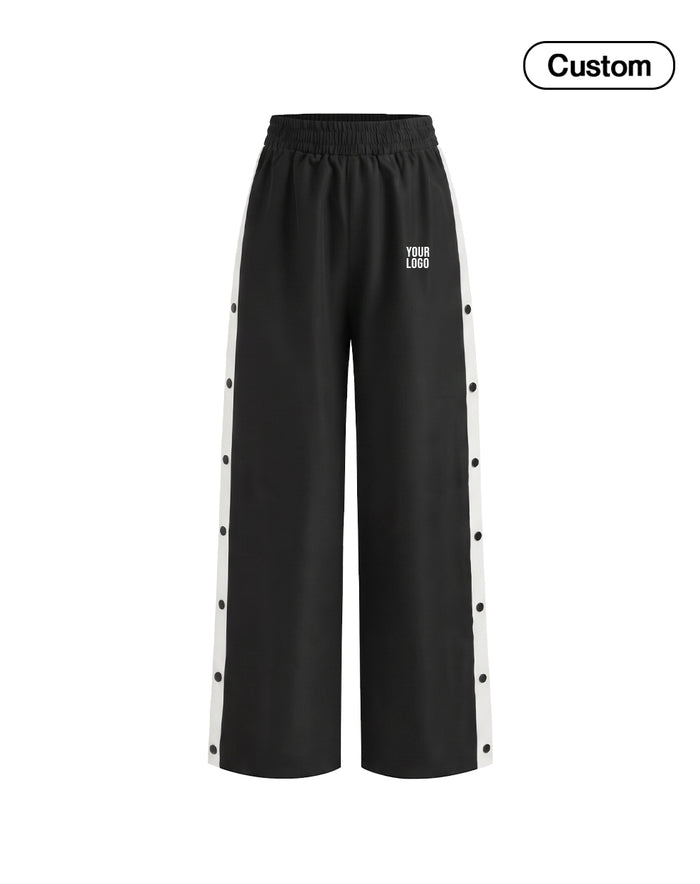 Custom Women Wide-Leg Trousers - Contrast Side Snaps - Personalized
