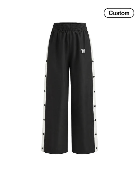 Custom Women Wide-Leg Trousers - Contrast Side Snaps - Personalized