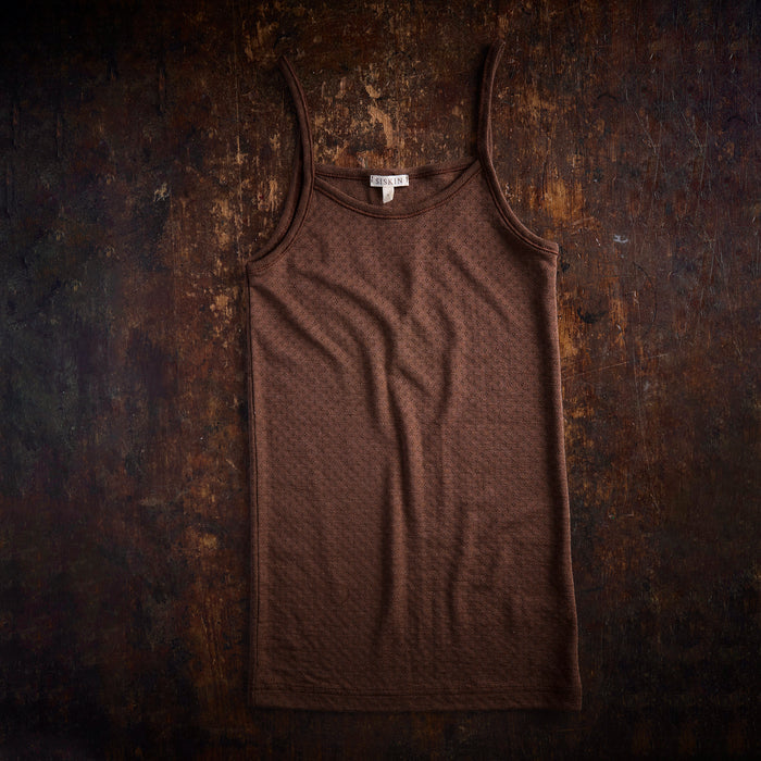 Cygnus Women's Top - Wool/Silk Pointelle - Pecan