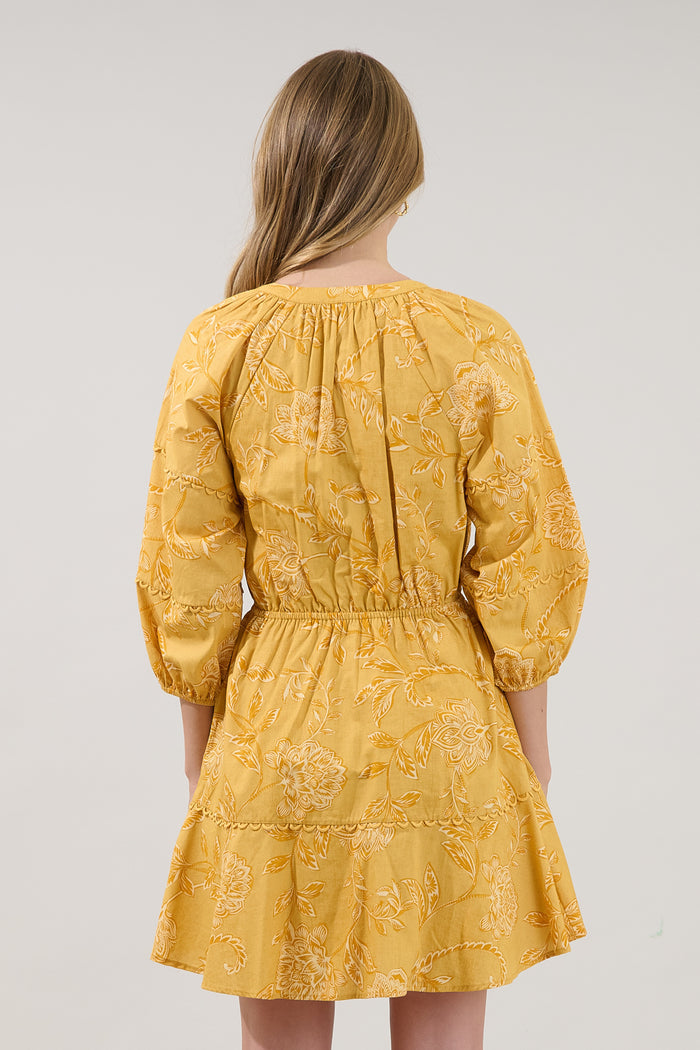 Dabria Split Neck Mini Dress Narobi Floral