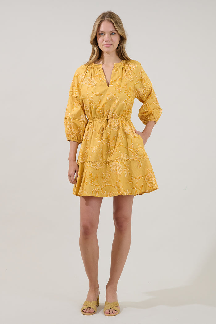 Dabria Split Neck Mini Dress Narobi Floral