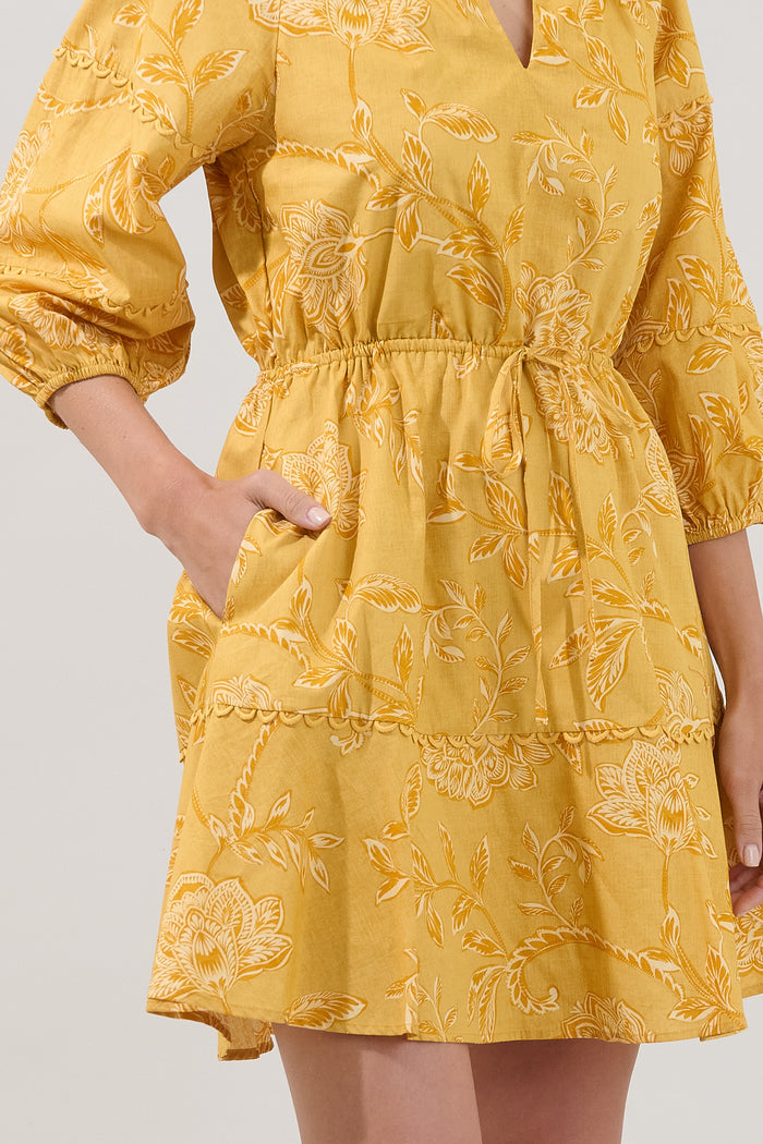 Dabria Split Neck Mini Dress Narobi Floral