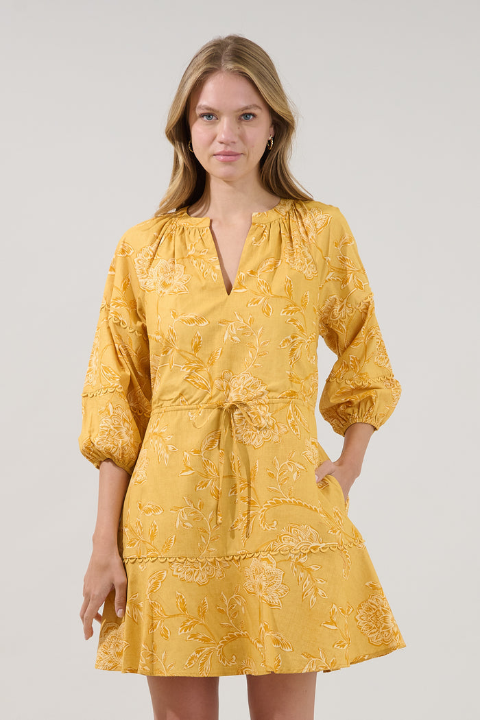 Dabria Split Neck Mini Dress Narobi Floral