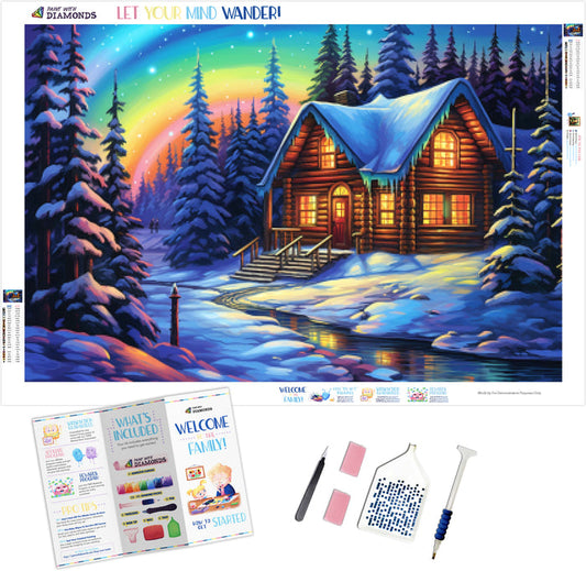 Dancing Northern Lights Cozy Cabin