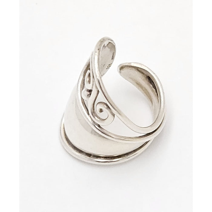 Danish Designer Janina Nielsen Abstract Mod Sterling Silver Cuff Ring C. 1980s