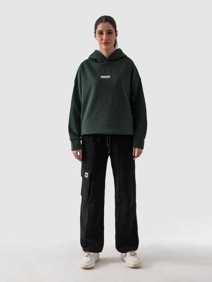 Dark green oversized hoodie male model side view full body Pakistan – GROOVY