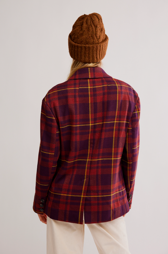 Dean Double Breated Blazer - Plum Combo