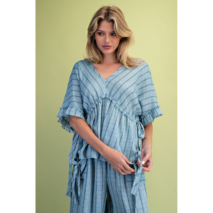 Denim Blue, Cotton Gauze Pants & Top Set 0030/0012