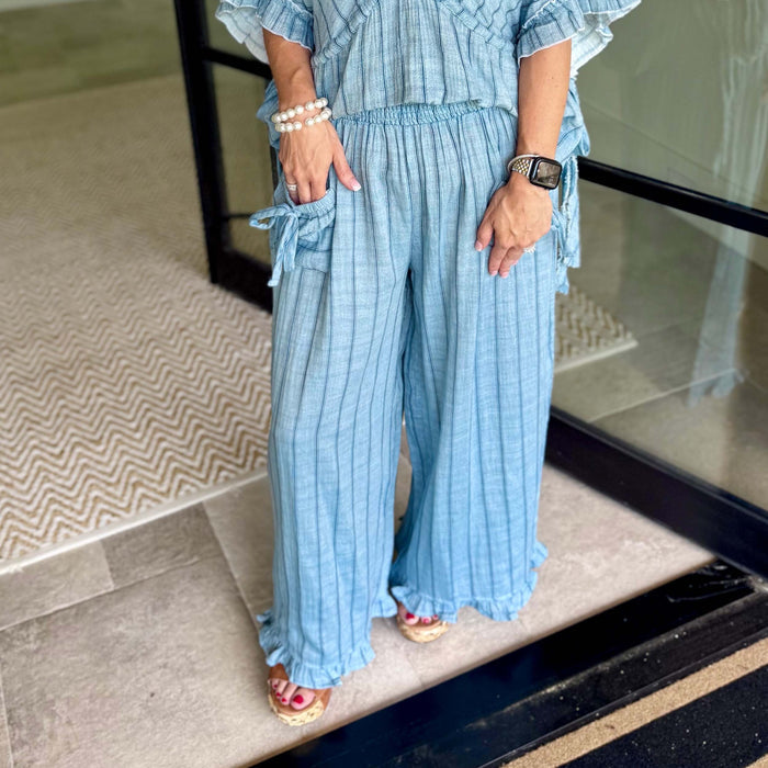 Denim Blue, Cotton Gauze Pants & Top Set 0030/0012