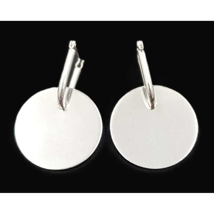Designer Signed EC sterling silver Drop Dangle 3D Disc Earrings, view 1 of 5