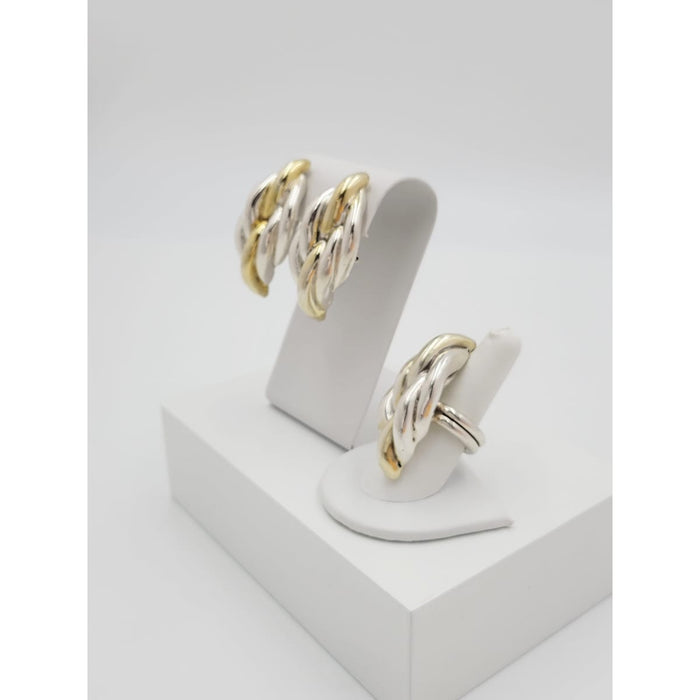 Georg Jensen Jewelry Puffy Sterling Ring & Earrings Demi Parure Set