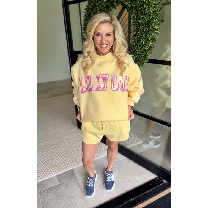 Dilly Dally / Lolly Gag Reversible Mockneck Sweatshirt – Butter Yellow