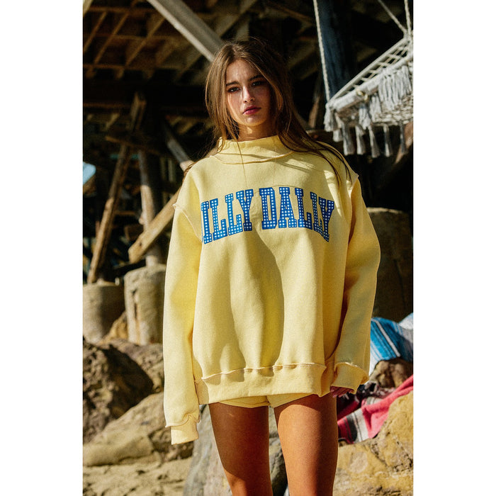 Dilly Dally / Lolly Gag Reversible Mockneck Sweatshirt – Butter Yellow