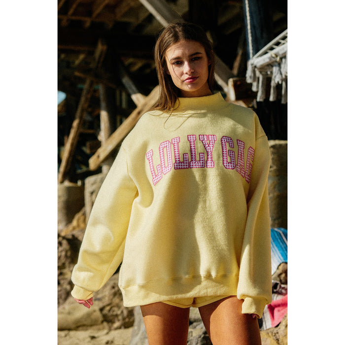 Dilly Dally / Lolly Gag Reversible Mockneck Sweatshirt – Butter Yellow