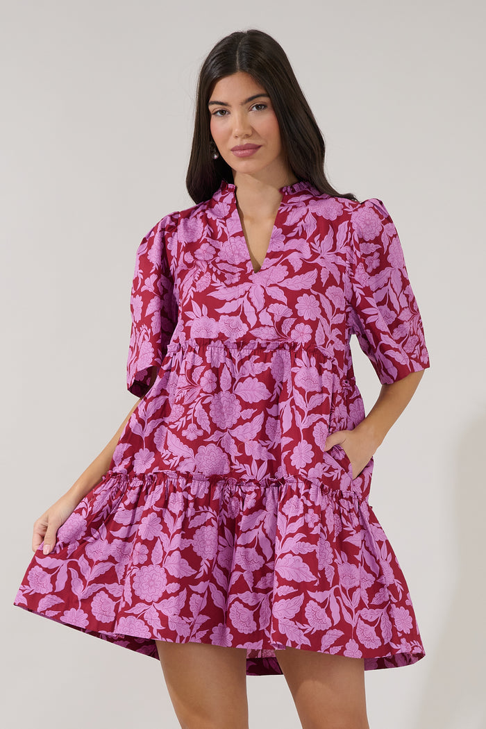 Dixie Split Neck Shift Dress Yunice Floral