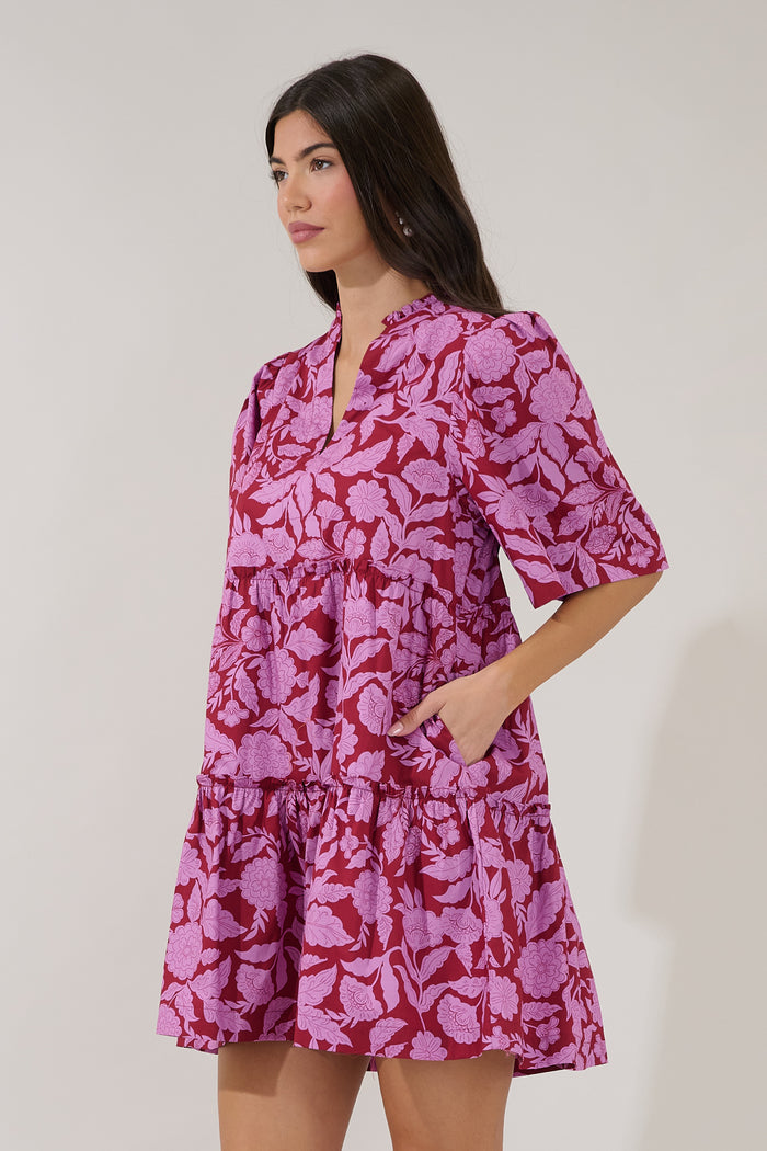 Dixie Split Neck Shift Dress Yunice Floral