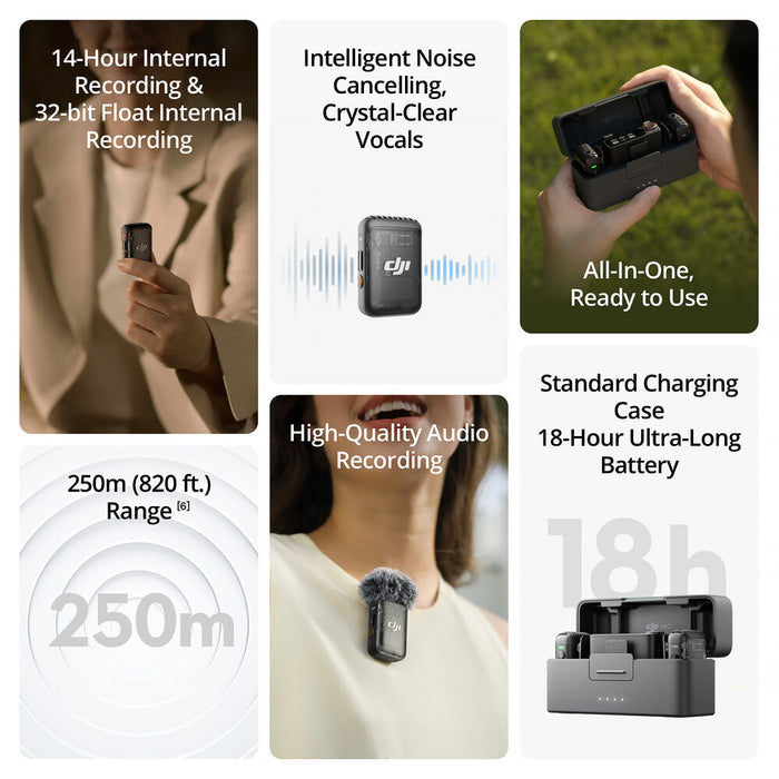 DJI Mic 2 Wireless Microphone System/Recorder for Camera & Smartphone (2TX + 1RX + Charging Case) – Image 2 | DroneNerds