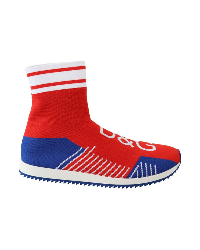 Dolce & Gabbana Blue Red Sorrento Logo Sneakers Socks Shoes
