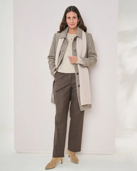 Doretta Herringbone Single Breasted Coat