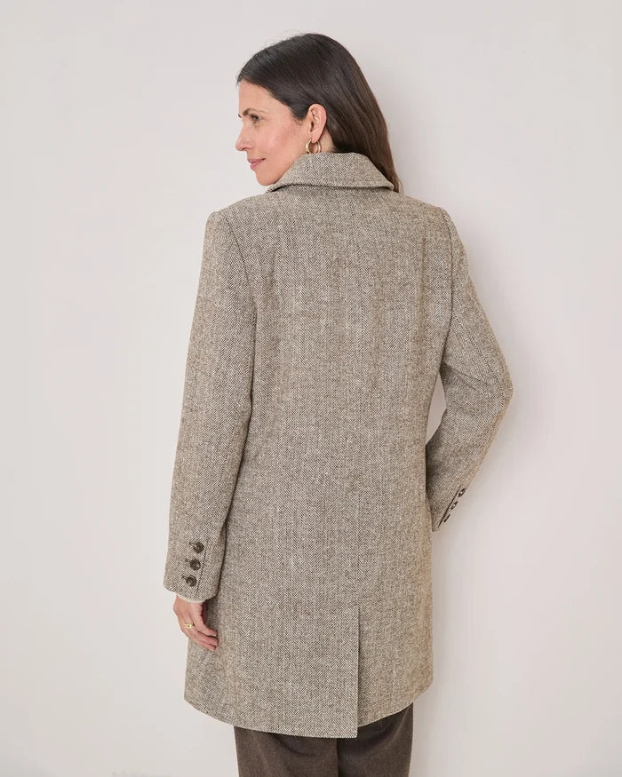 Doretta Herringbone Single Breasted Coat