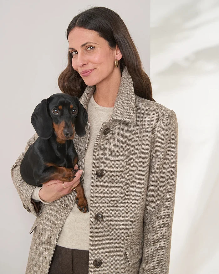Doretta Herringbone Single Breasted Coat