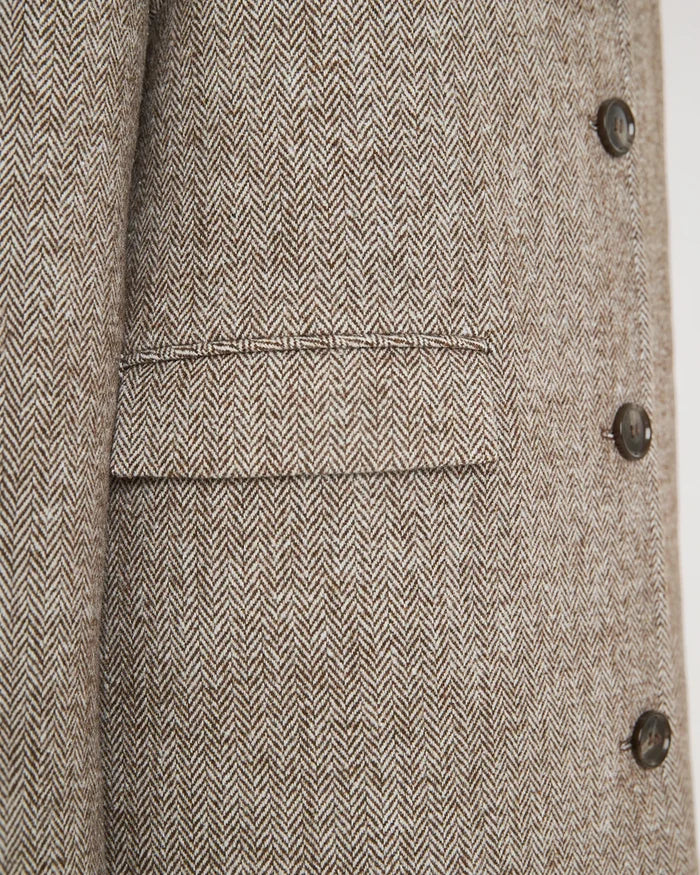 Doretta Herringbone Single Breasted Coat