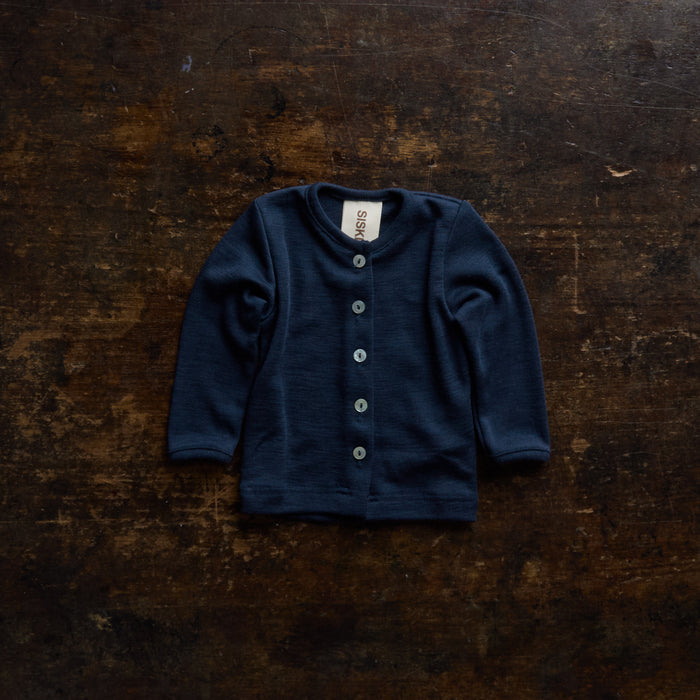 Dove Baby Cardigan - Merino Wool & Silk - Night Ocean