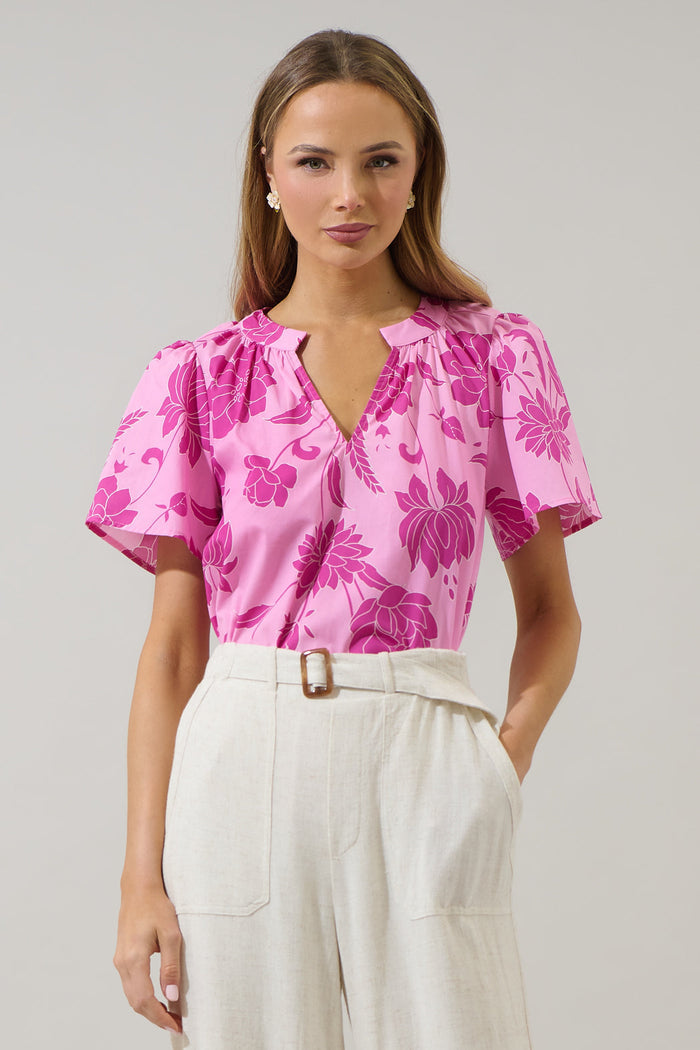 Dovina Floral Mely Puff Sleeve Top