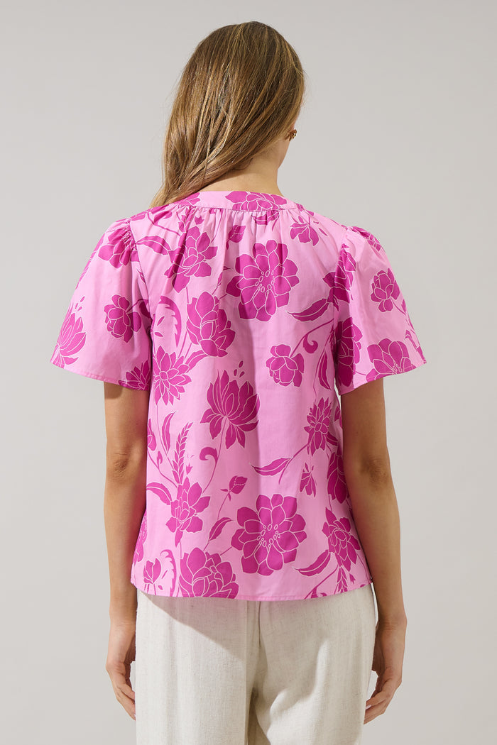 Dovina Floral Mely Puff Sleeve Top