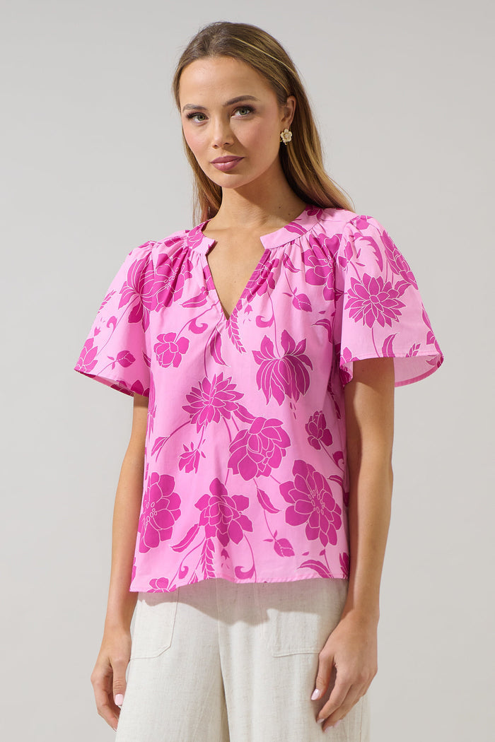 Dovina Floral Mely Puff Sleeve Top