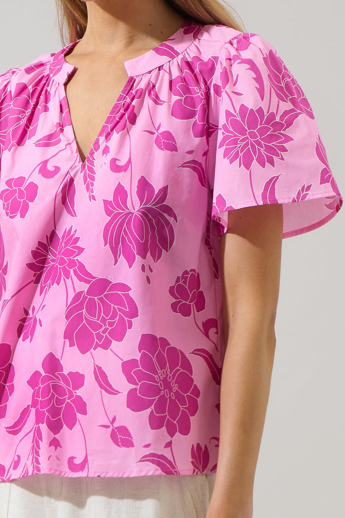 Dovina Floral Mely Puff Sleeve Top