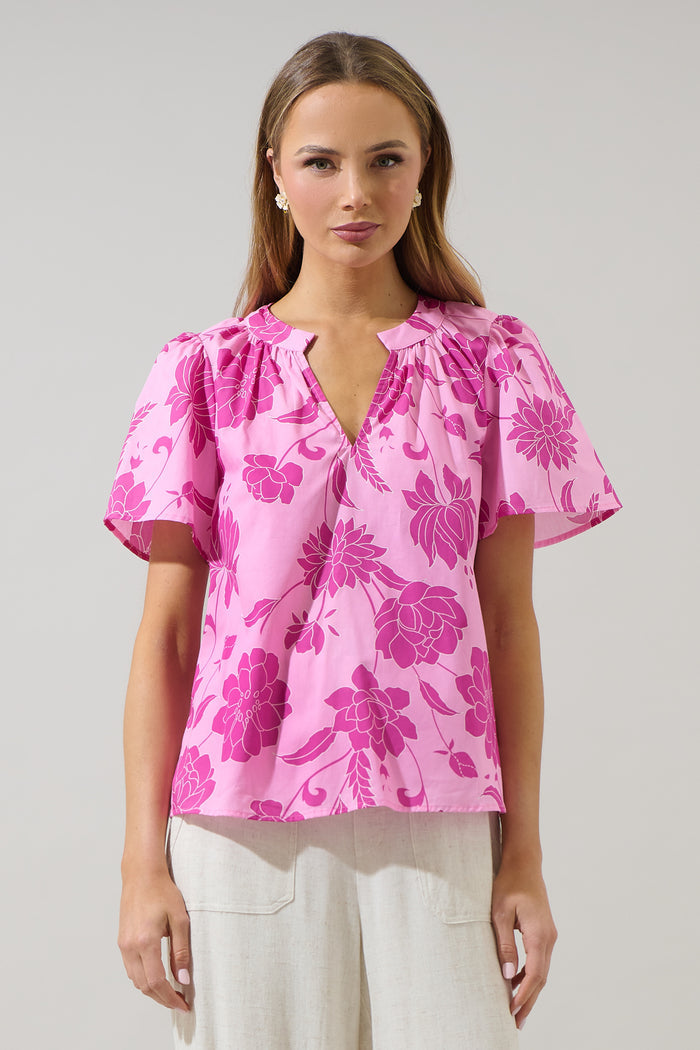 Dovina Floral Mely Puff Sleeve Top