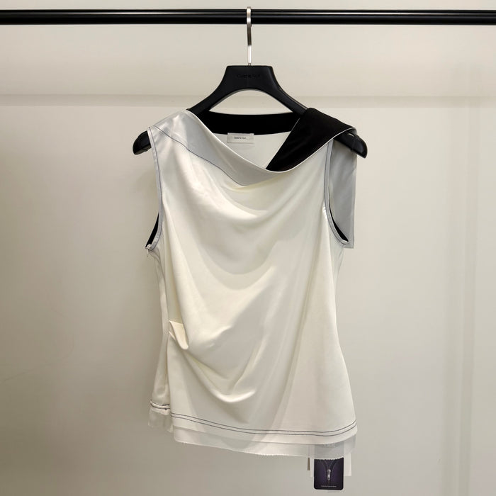 Draped Contrast Sleeveless Top