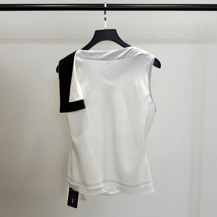 Draped Contrast Sleeveless Top