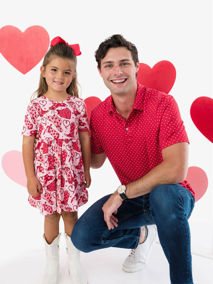 Dress Lasso Love Short Sleeve Knit Twirl Girls