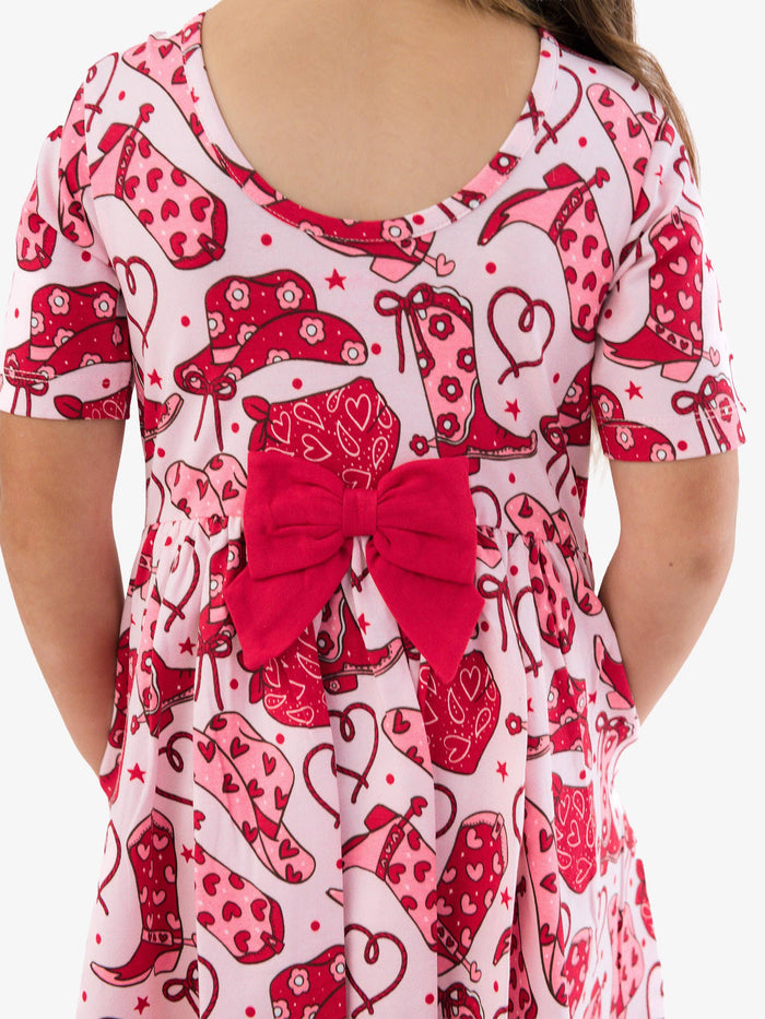 Dress Lasso Love Short Sleeve Knit Twirl Girls