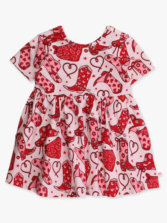 Dress Lasso Love Short Sleeve Knit Twirl Girls