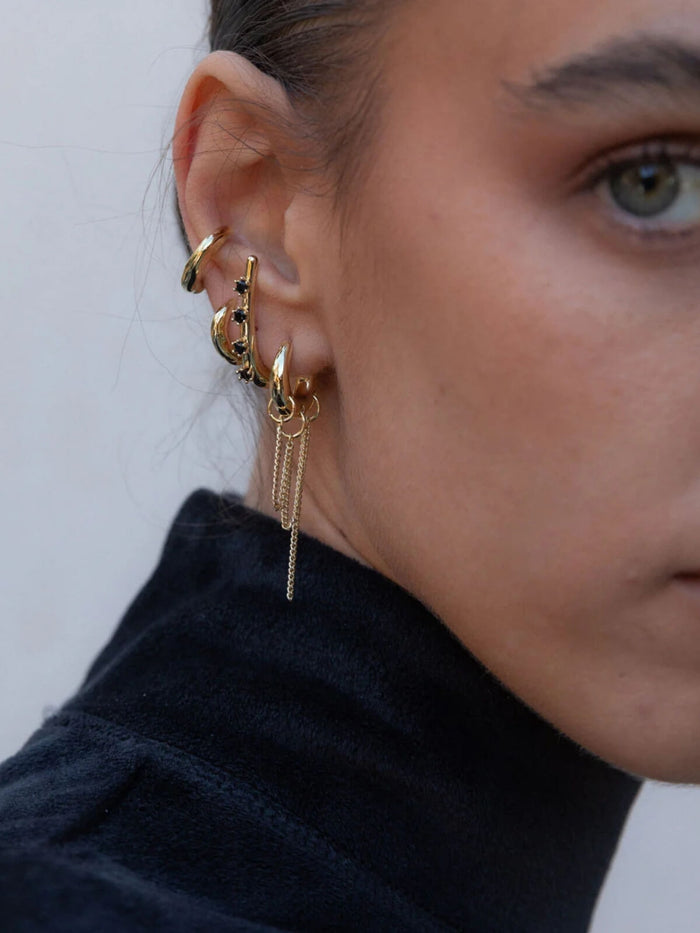 Dripping Chain Huggie Earrings: Brass + 18K Gold Plating